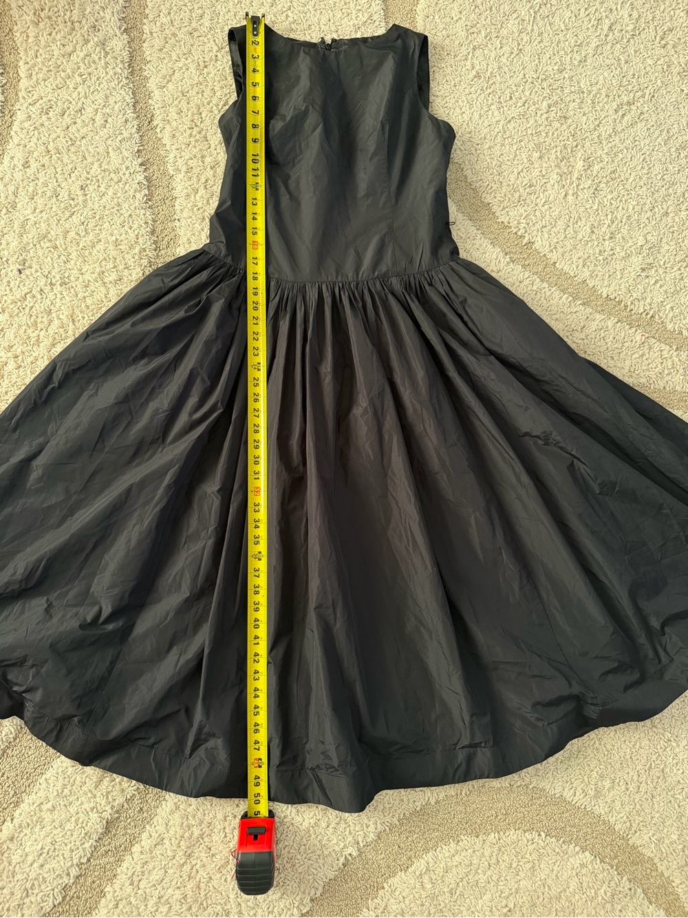 Karl Lagerfeld Taffeta Drop Waist Ball Gown Sleeveless Black Midi Dress Size 10 - Picture 15 of 15